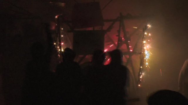 Torito shoots out fireworks into the crowd shot on the point of view of a by standard 3