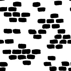Simplified black and white brickwork seamless vector pattern