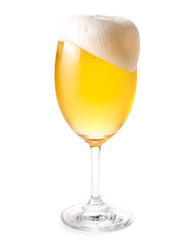 Cold beer in glass isolated on white background.