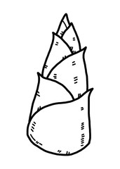 bamboo shoot / cartoon vector and illustration, black and white, hand drawn, sketch style, isolated on white background.