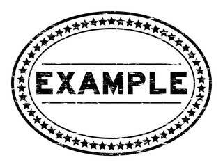 Grunge black example oval rubber seal stamp on white background