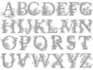 Vintage fishnet (floral) font.