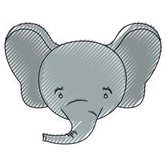 color crayon silhouette face of male elephant animal happiness expression vector illustration