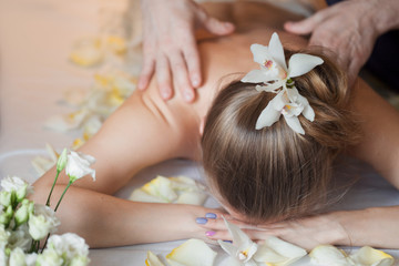Obraz na płótnie Canvas Woman having massage in the spa salon. Body care.