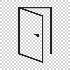 Door vector icon in line style. Exit icon. Open door illustration.
