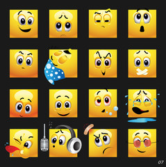 Vector set of face icons with different face expression.