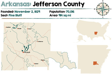 Large and detailed map of Arkansas - Jefferson county