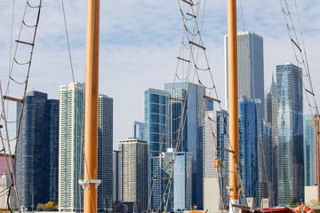 Panorama of skyscrapers in Chicago in the state of Illinois city in the United States