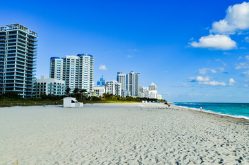Panorama of skyscrapers in Miami city in the United States