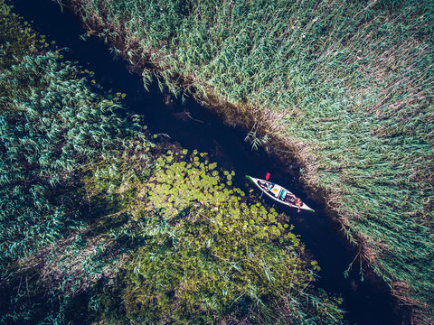 Discovering Danube Delta in a Canoe aerial view