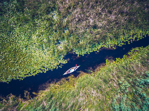Discovering Danube Delta in a Canoe aerial view