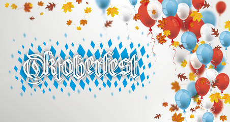 Oktoberfest Headliner mit Bunten Luftballons und Herbstlaub
