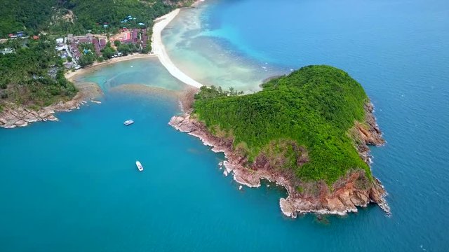 Aerial view from the drone on the islandKoh Ma,path from koh Phangan,Thailand