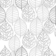 Materiał do szycia illustration of graphic autumn leaves. Seamless pattern texture. Hand drawn, sketch, graphic design