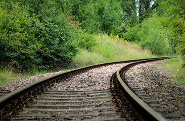 Obraz premium Schienen, Weichen, Reisen, Eisenbahn, Kurve