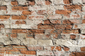 Ordinary red brickwork, old wall