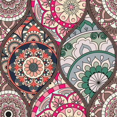 pattern with mandalas. Vintage decorative elements. Hand drawn background. Islam, Arabic, Indian, ottoman motifs.