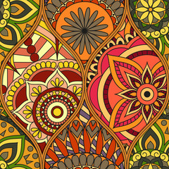 pattern with mandalas. Vintage decorative elements. Hand drawn background. Islam, Arabic, Indian, ottoman motifs.