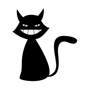 Silhouette of evil black cat