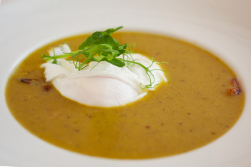 Traditional Polish sour soup with egg.