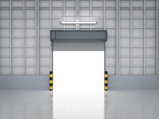 warehouse interior with shutter door