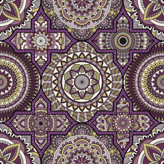 Patchwork pattern. Vintage decorative elements. Hand drawn background. Islam, Arabic, Indian, ottoman motifs. Perfect for printing on fabric or paper.