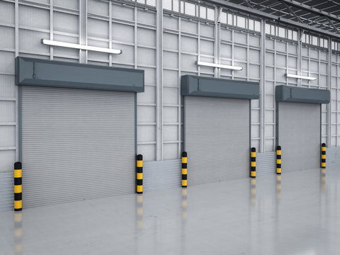 warehouse interior with shutter doors