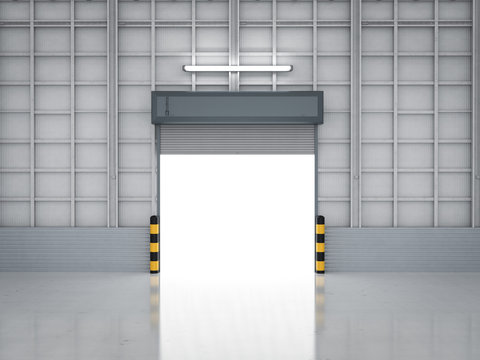 Warehouse Interior With Shutter Door