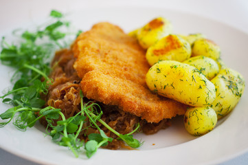 Chop, Breaded, Dinner, Meal, Boiled