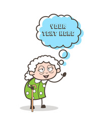 Cartoon Granny Thinking Vector Illustration