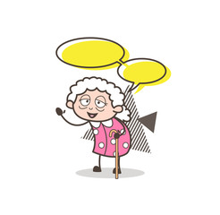 Cartoon Granny with Chat Bubble Vector Illustration
