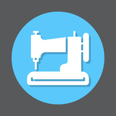 Sewing machine flat icon. Round colorful button, circular vector sign, logo illustration. Flat style design