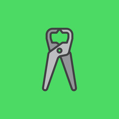 Tongs Pliers filled outline icon, line vector sign, linear colorful pictogram. Pincers symbol, logo illustration. Pixel perfect