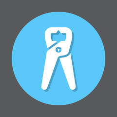 Tongs Pliers flat icon. Round colorful button, Pincers circular vector sign, logo illustration. Flat style design