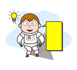 Cartoon Astronaut with Ad Banner Vector Illustration