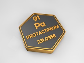Protactinium - Pa - chemical element periodic table hexagonal shape 3d render