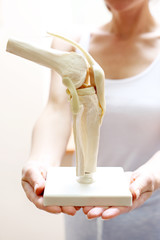 
Anatomia kolana.
ortopeda pokazuje anatomiczny model stawu kolanowego
