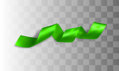 Green realistic silk vector ribbon