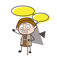 Cartoon Grandpa with Talk Bubble Vector Illustration