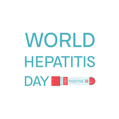 World Hepatitis Day awareness poster with laboratory tube on white background. Medical solidarity symbol. Vector illustration. 