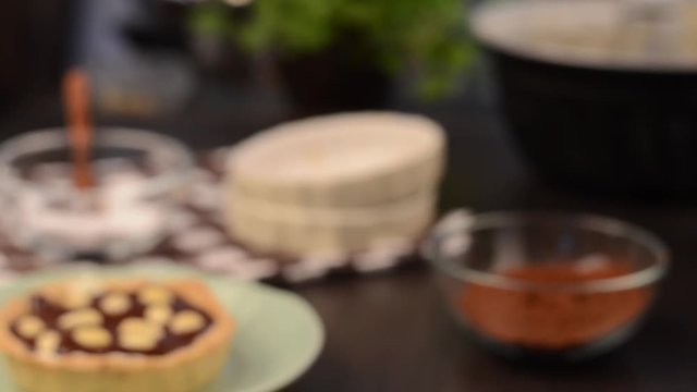 Chocolate tarts, prepare, finish, stock footage video