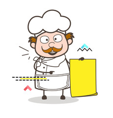 Cartoon Chef Showing Parchment Banner Vector Illustration