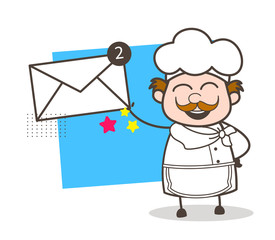 Cartoon Chef Showing Messages Vector Illustration