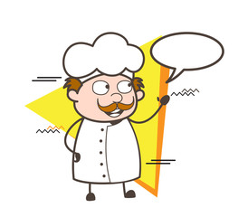 Cartoon Chef with Speech Bubble Vector Illustration