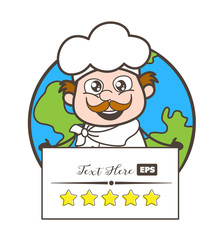 Cartoon Chef with Rating Banner Vector Illustration