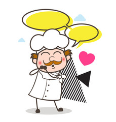 Cartoon Chef with Talk Bubbles Vector Illustration