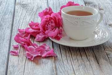 Flowers and a cup of tea