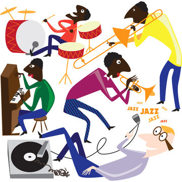 Jazz festival / Creative conceptual vector. Man playing musical instrument.