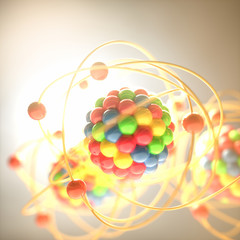 3D Illustration of an atom, that is the smallest constituent unit of ordinary matter that has the...