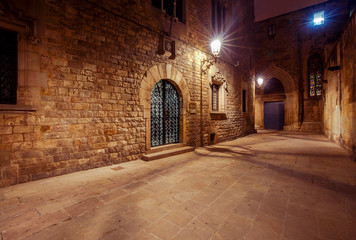Barcelona. Gothic quarter at night.